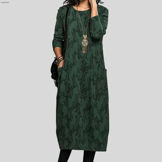 Solveig™ - Textured Patterned Midi Dress