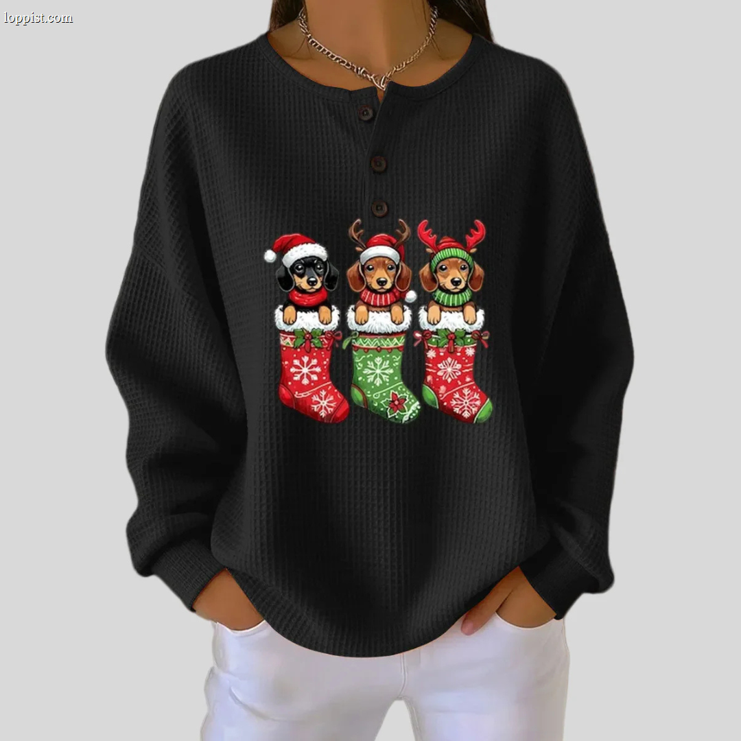 Grethe | Vintage Christmas Sweater with Dog Motif