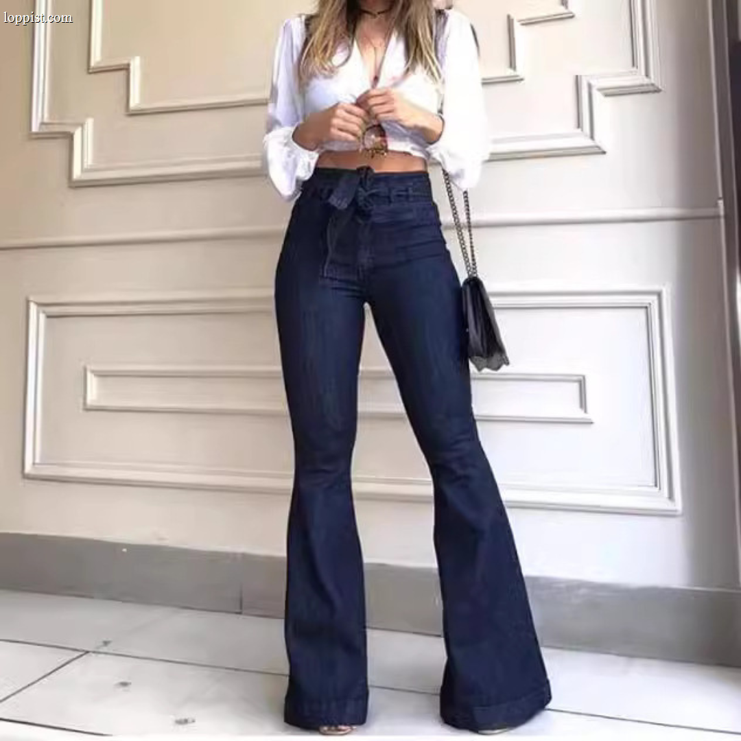 KYRA™ – Vintage Wide Leg Lace-Up Flared Pants