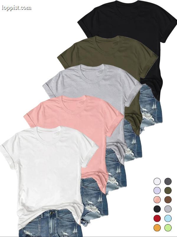 OLIVE™ - Casual Short Sleeve Tee (Pack of 5)
