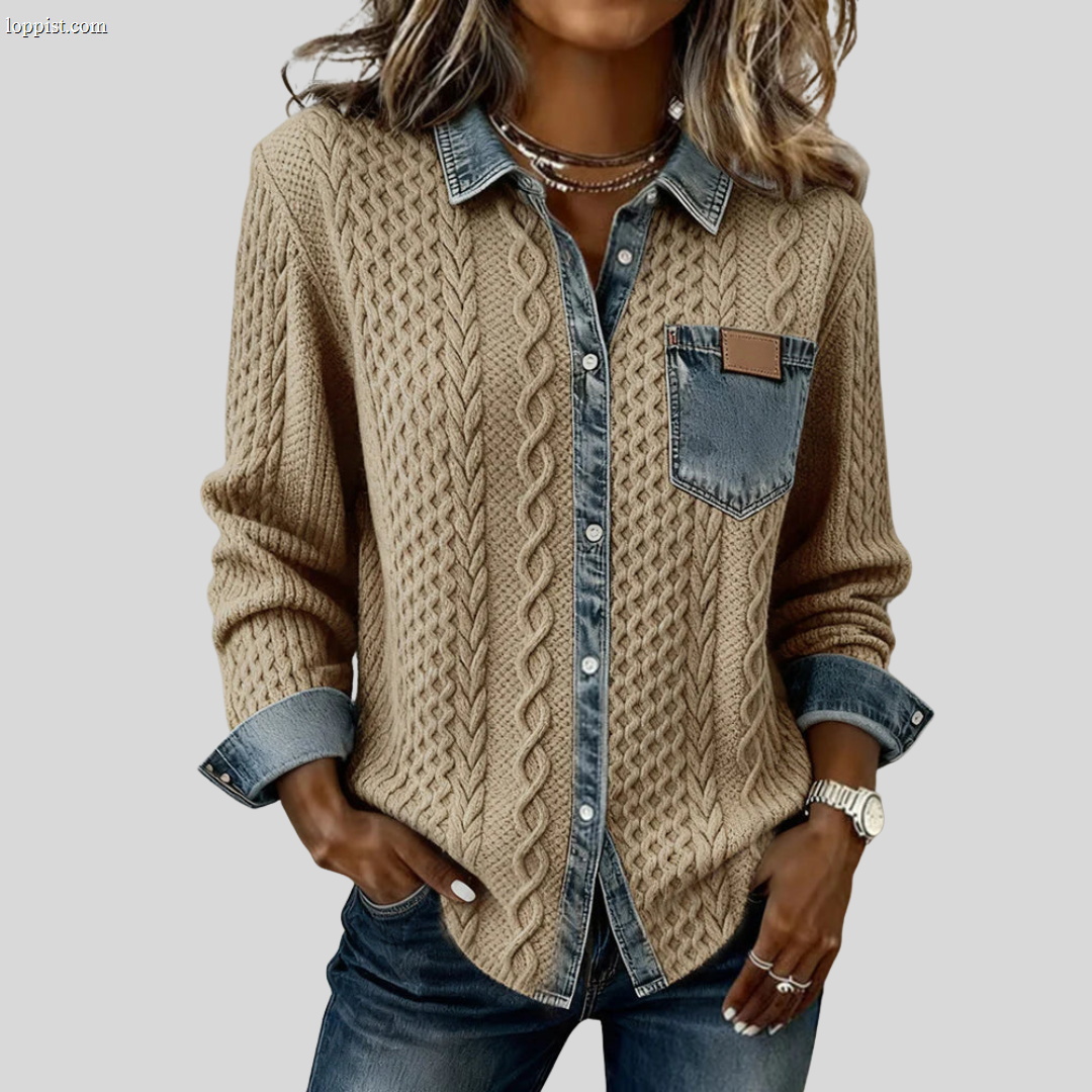 Simone™ | Denim Patchwork Shirt