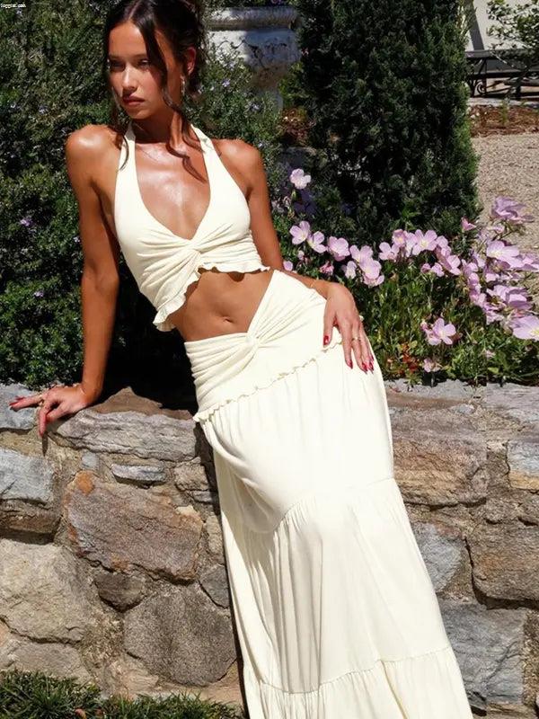 ARIYA™ – Chic Plunge Neck Summer Two-Piece Outfit