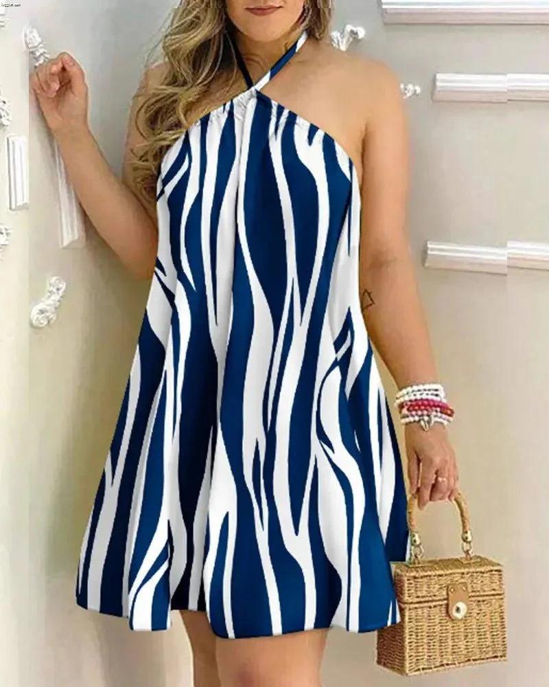 Sephira | Women's Floral Print Halter Neck Dress – Boho Backless Summer Dress
