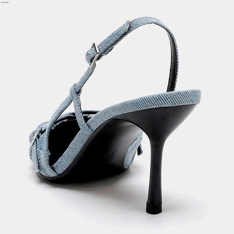 Lumiere | Elegant Denim Slingback Pumps with Pointed Toe