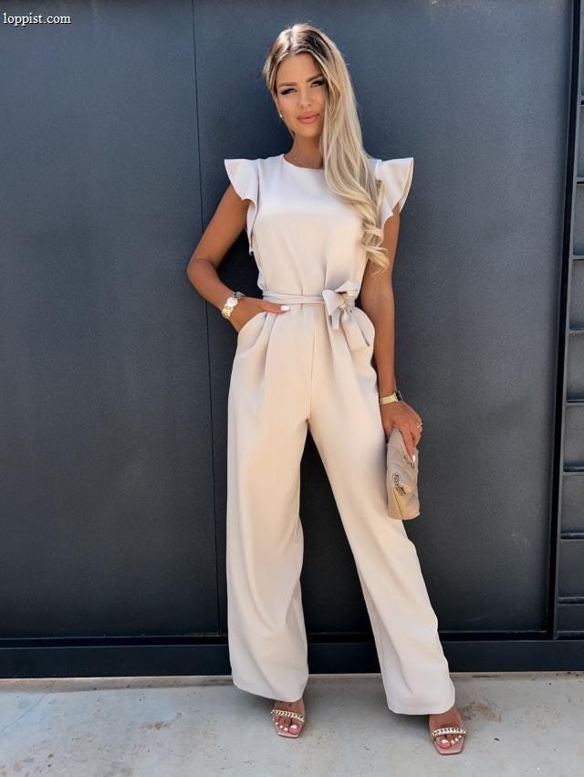 Women’s Wide Leg Jumpsuit – Elegant One Shoulder Evening Outfit
