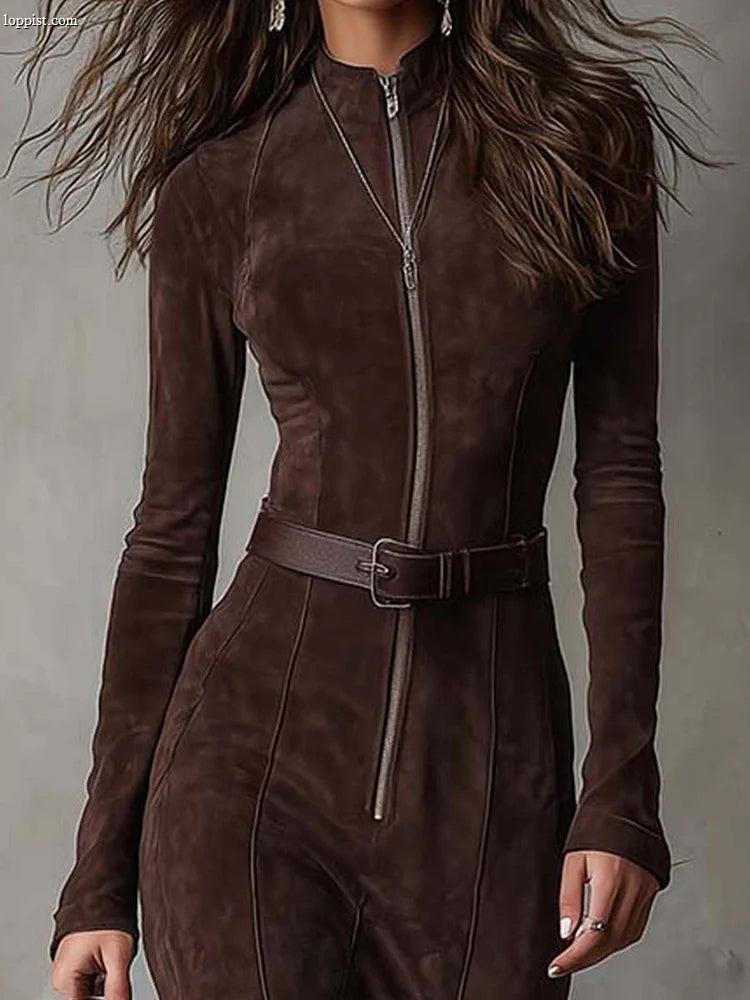 MARIEL | TAILORED SUEDE-LOOK DRESS