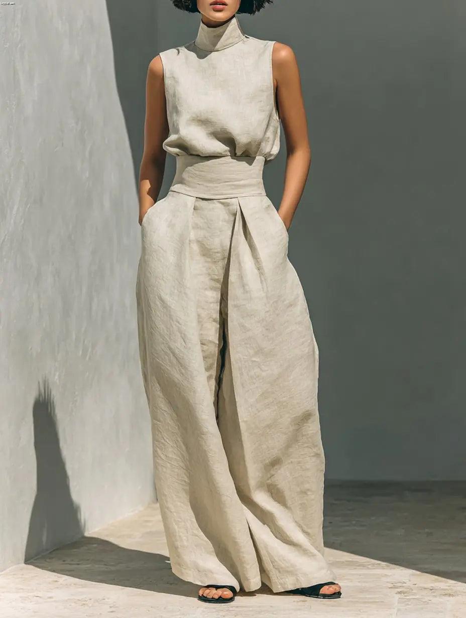 Sophie | Two Piece Co-ord Set High Neck Sleeveless Top Wide Leg